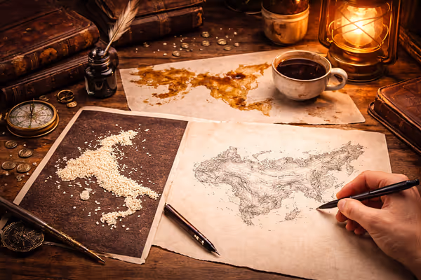 Jak vytvořit kontinenty fantasy světa pomocí vody, kávy a náhodných tvarů Hlavní obrázek